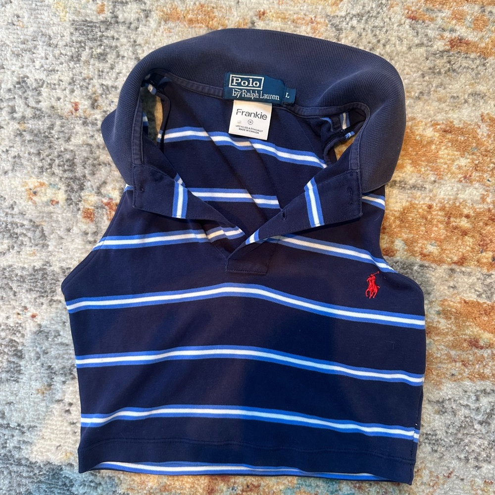 Polo by Ralph Lauren Navy Blue Striped Crop Top